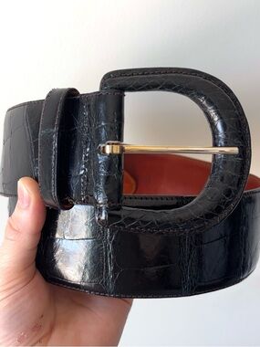 Vintage Ralph Lauren Collction 2.25” Wide American Alligator Belt 29” Italy